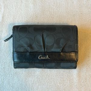 Coach Black Jacquard and Leather Bi-fold Wallet